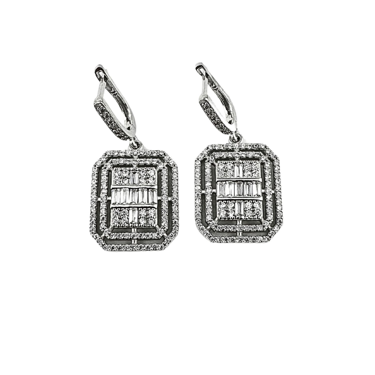 925 Ayar Gümüş Baget Kesim Zirkon Taşlı Pırlanta Modeli Dilan Küpe