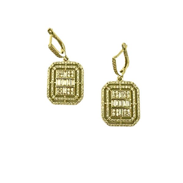 925 Ayar Gümüş Baget Kesim Zirkon Taşlı Pırlanta Modeli Dilan Küpe