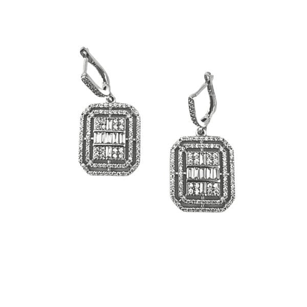 925 Ayar Gümüş Baget Kesim Zirkon Taşlı Pırlanta Modeli Dilan Küpe