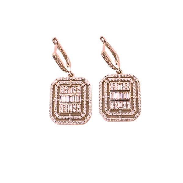 925 Ayar Gümüş Baget Kesim Zirkon Taşlı Pırlanta Modeli Dilan Küpe