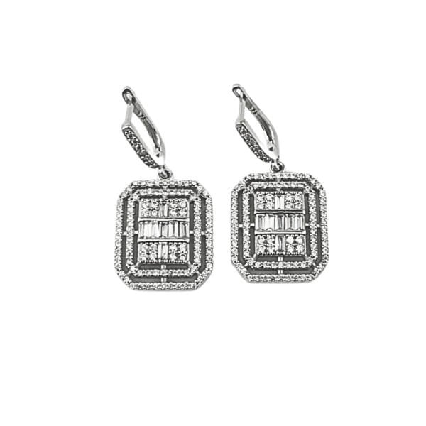 925 Ayar Gümüş Baget Kesim Zirkon Taşlı Pırlanta Modeli Dilan Küpe