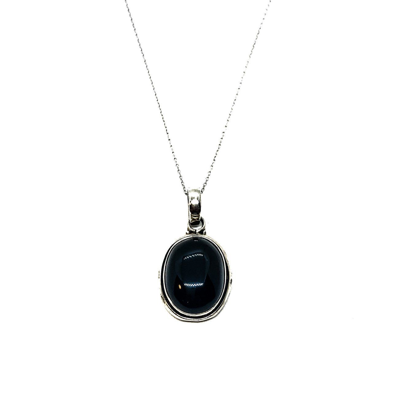 925 Ayar Gümüş Black Onnx Taşlı Kolye