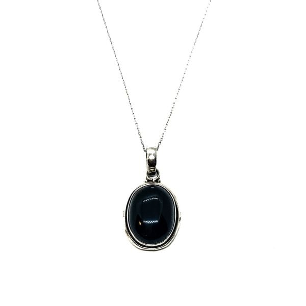 925 Ayar Gümüş Black Onnx Taşlı Kolye