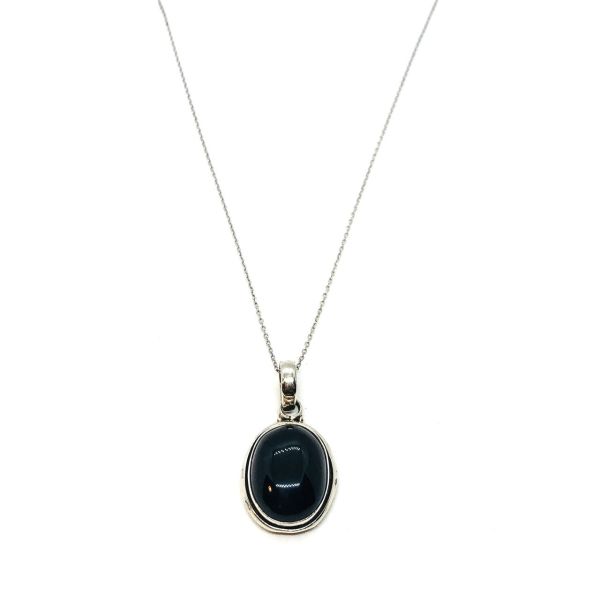 925 Ayar Gümüş Black Onnx Taşlı Kolye