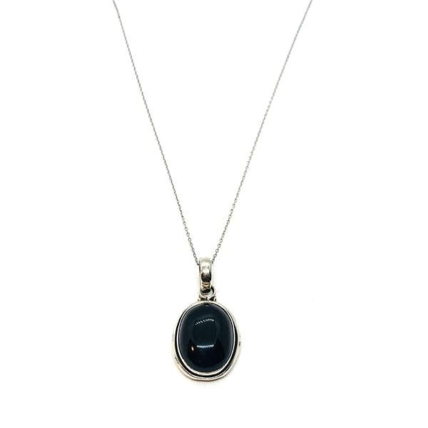 925 Ayar Gümüş Black Onnx Taşlı Kolye