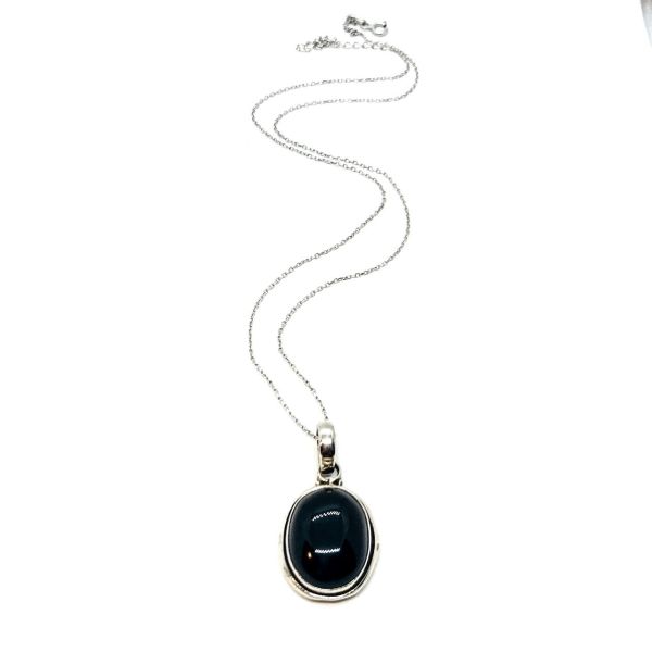 925 Ayar Gümüş Black Onnx Taşlı Kolye