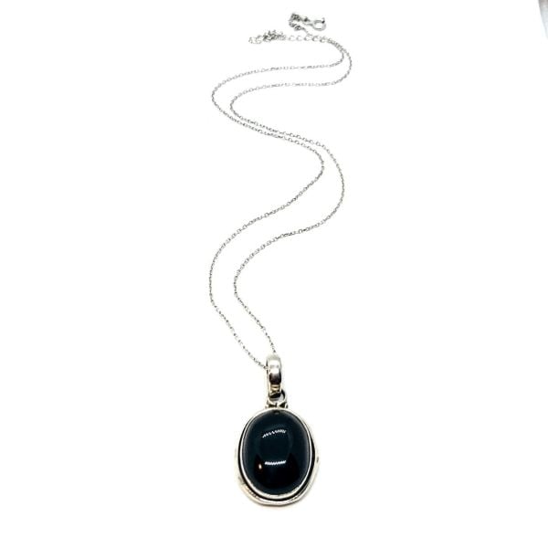 925 Ayar Gümüş Black Onnx Taşlı Kolye