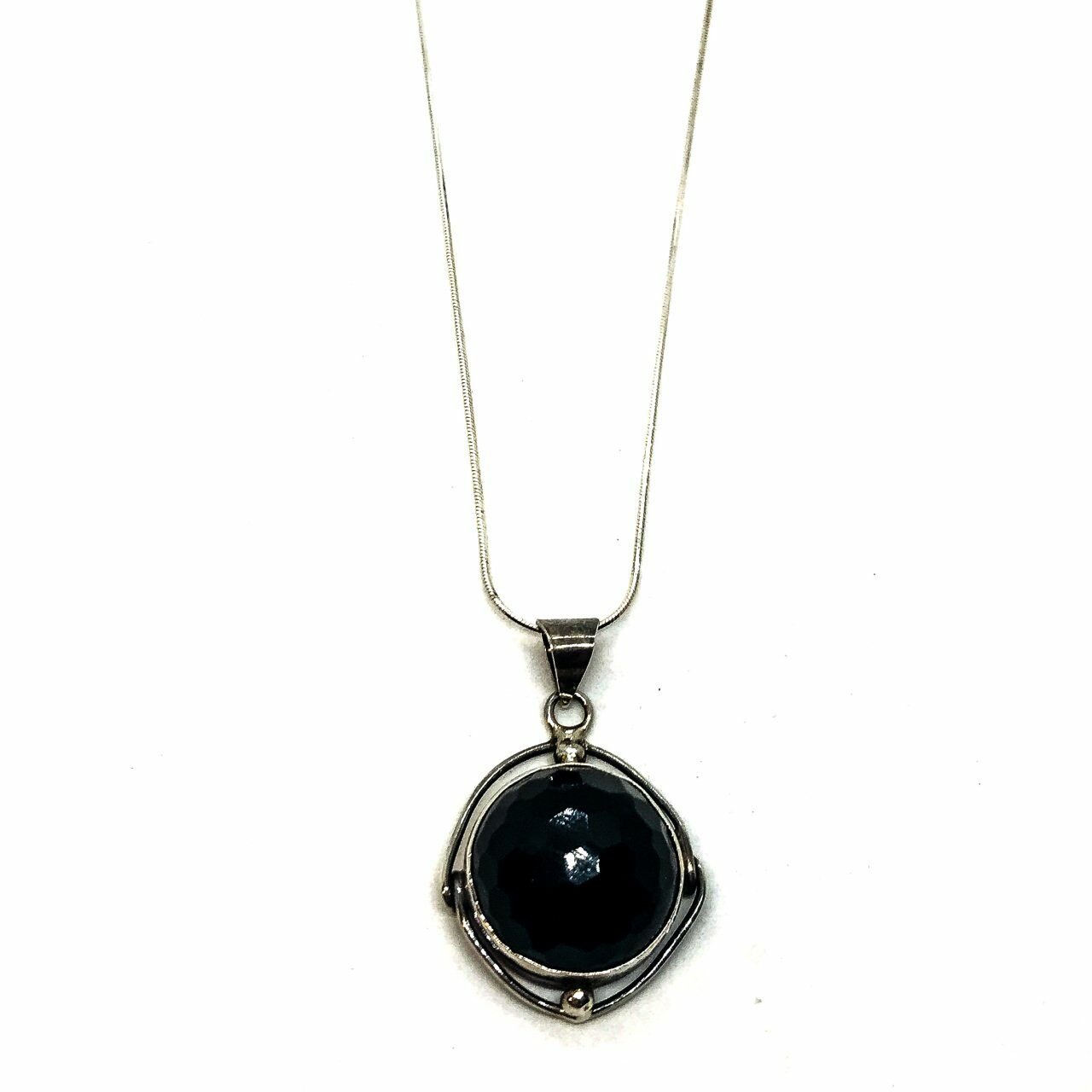 925 Ayar Gümüş Black Onnx Faset Kesim Taşlı Kolye