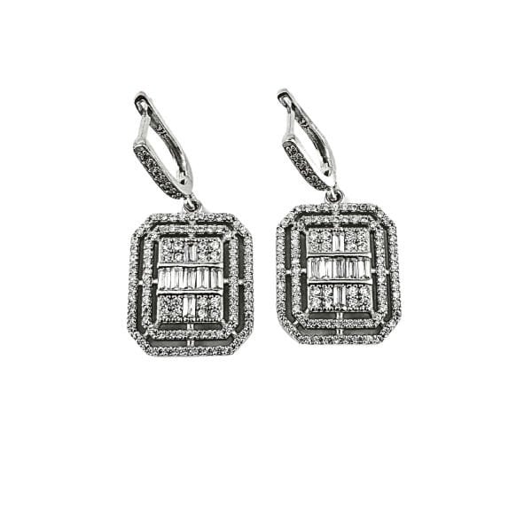 925 Ayar Gümüş Baget Kesim Zirkon Taşlı Pırlanta Modeli Dilan Set