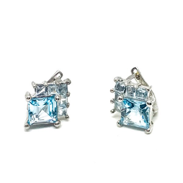 925 Ayar Gümüş Aqua Marine Taşlı Küpe