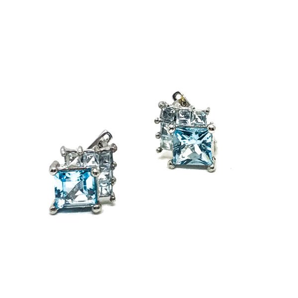925 Ayar Gümüş Aqua Marine Taşlı Küpe