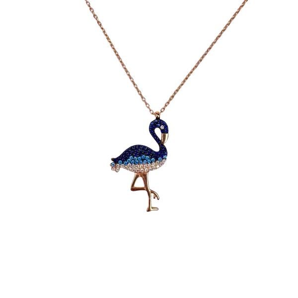 925 Ayar Gümüş Zirkon Taşlı Flamingo Kolye
