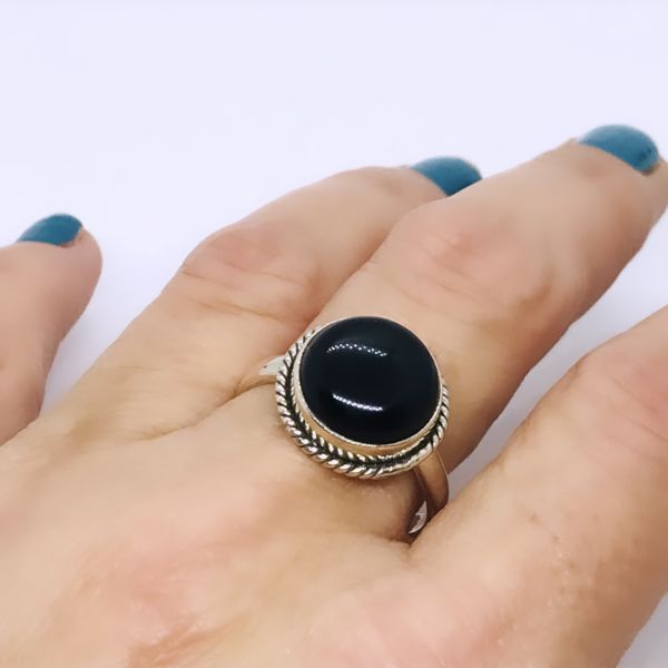 925 Ayar Gümüş Black Onnx Taşlı Yüzük