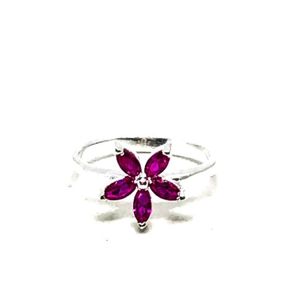 925 Ayar Gümüş Pembe Zirkon Taşlı Lotus Yüzük
