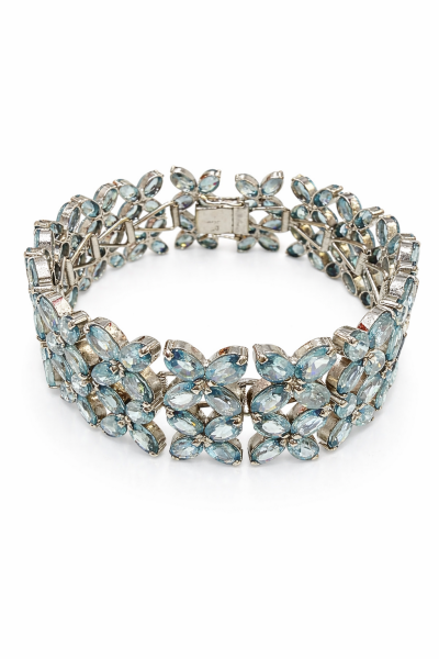 925 Ayar Gümüş Aqua Marine Taşlı Kalın Bileklik