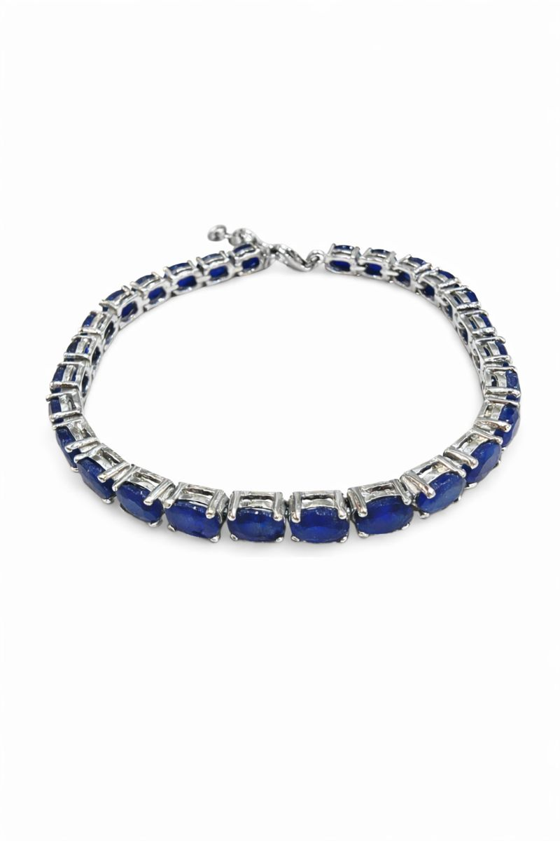 925 Ayar Gümüş Doğal Oval Safir Taşlı Bileklik