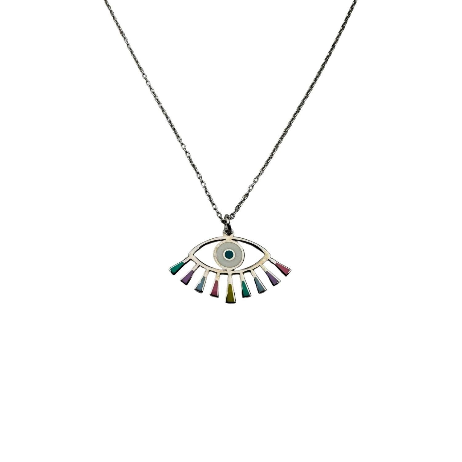 925 Ayar Gümüş Mineli Göz Kirpik Kolye