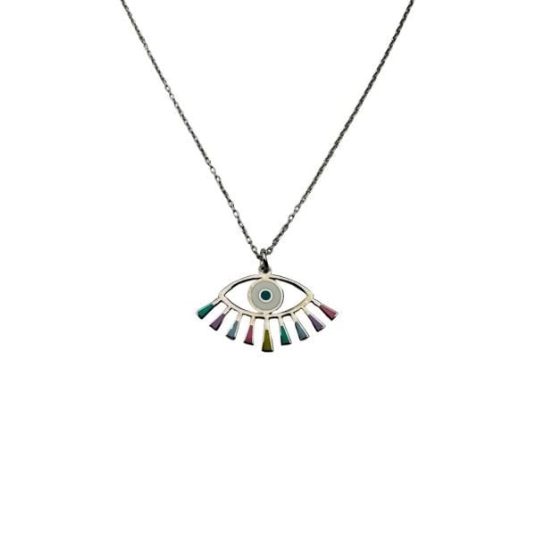 925 Ayar Gümüş Mineli Göz Kirpik Kolye